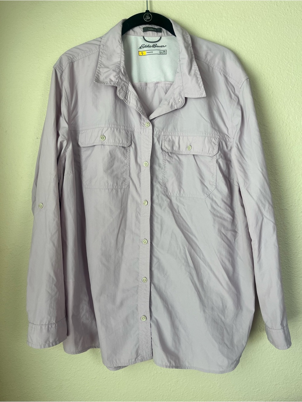 Eddie Bauer Departure Button Down Shirt Purple Travel Hiking Outdoor 2XL